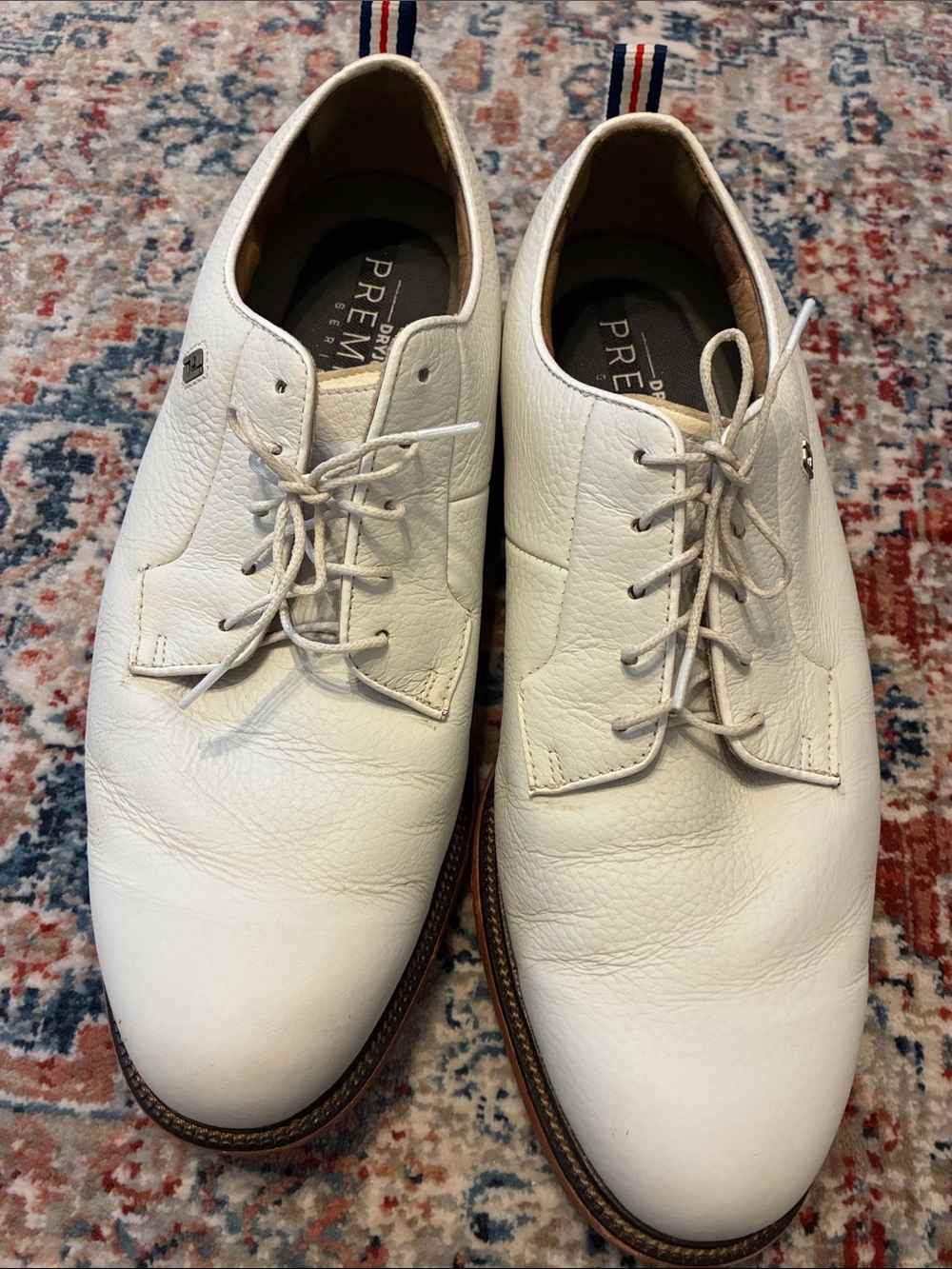 FootJoy Cream Leather Lace-Up Oxford with Contrasting Brown Sole